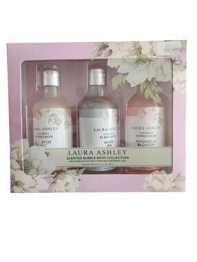 Laura Ashley Bubble Bath Trio in Pink, White and Soft Blue NIP